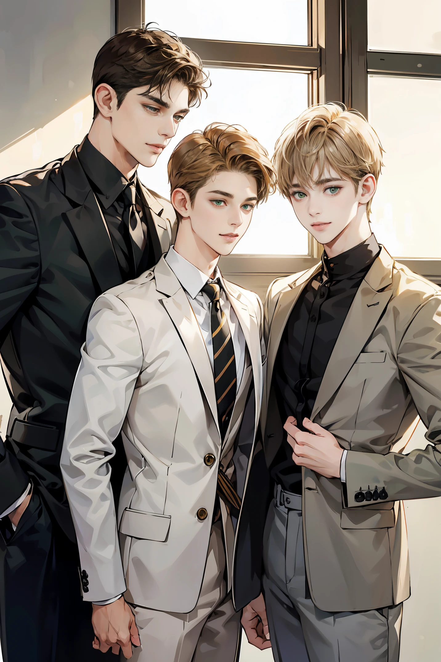 There are two men in suits standing next to each other - SeaArt AI
