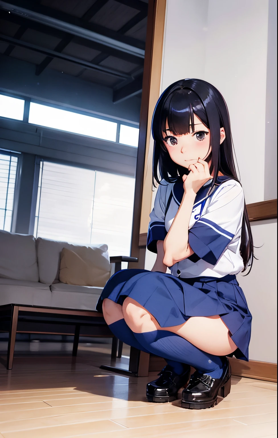 masutepiece, Best Quality, hight resolution,Anime girl in a blue uniform crouching to catch a baseball, akikazu mizuno, marin kitagawa fanart, Hinata Hyuga, nagatoro, ( Ilya Kuvshinov ), Shiori Teshirogi, Pixar and Ilya Kuvshinov, itsuko azuma, cushart, ilya kuvshinov style, Official art