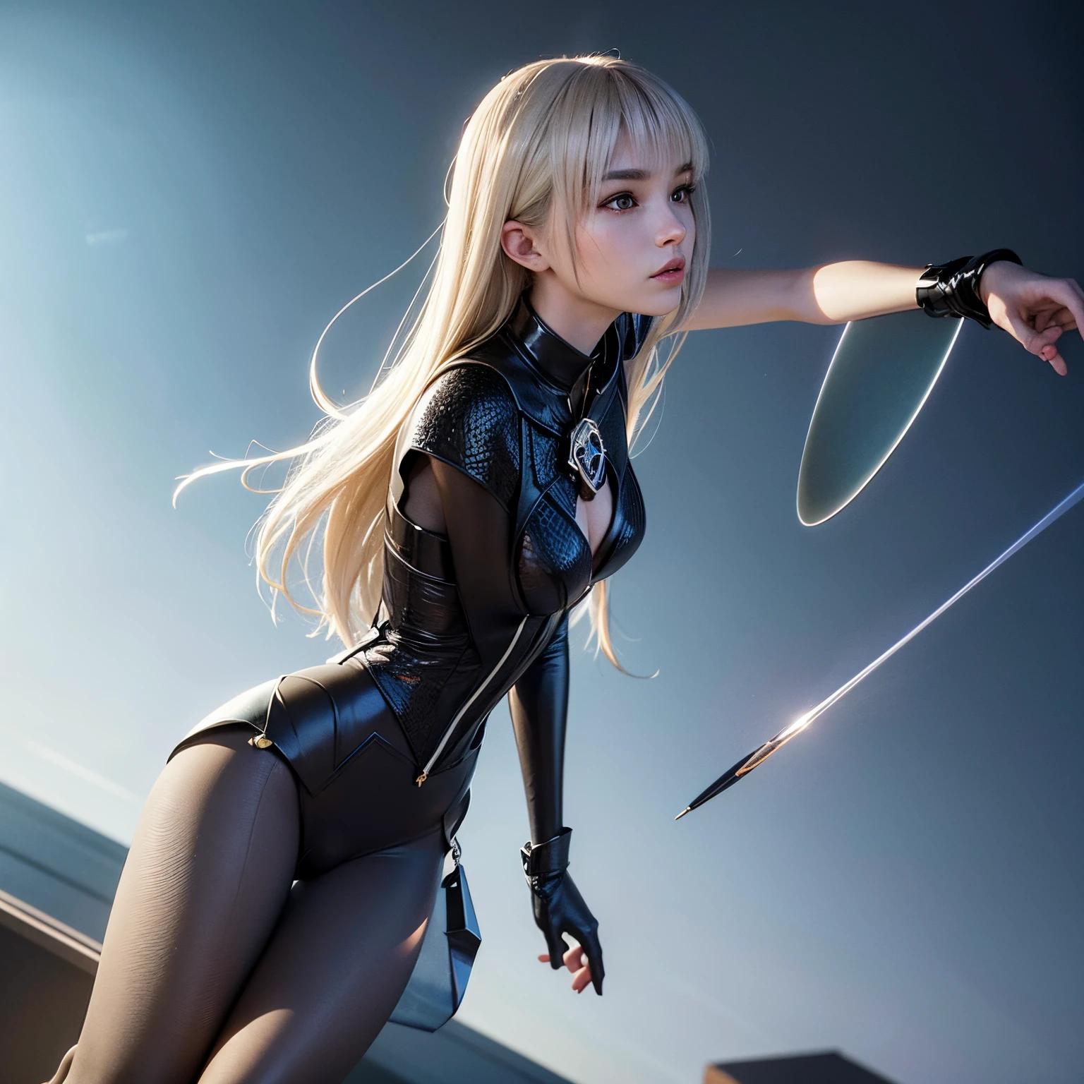 Édouard de Beaumont, Pascal Moguérou, Surreal, mysterious, bizarre, fantastical, fantasy, Sci-fi, Japanese anime, 3D expression using trigonometry, sub-projection, point view, straight view, end view, perspective projection, vanishing point method, fragments of light, beautiful girl making a box, perfect voluminous body, detailed masterpiece