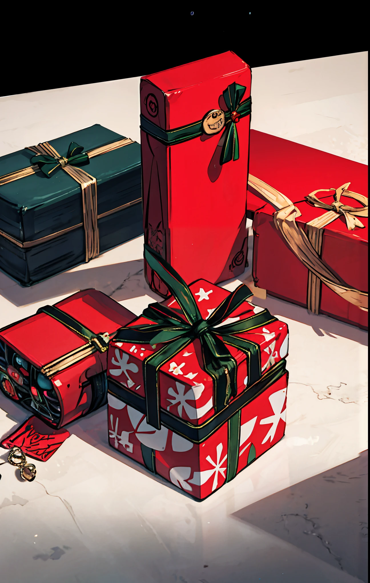(best quality,4k,8k,highres,masterpiece:1.2),ultra-detailed,realistic,gifts,table,Christmas tree,decorations,wrapping ,bows,ribbon,presents,holiday spirit,vibrant colors,warm lighting,cozy atmosphere,toys,cards,candles,snowflakes,joyful,celebration,exquisite details,exciting surprises,shiny ornaments,sparkling tinsel,beautifully wrapped,excited children,anticipation,festive mood,magical ambiance,delightful moment,wonderful memories,family gathering,cheerful faces,Christmas magic,extravagant,abundance of presents,HDR,UHD,studio lighting,ultra-fine painting,sharp focus,physically-based rendering,professional,vivid colors,bokeh.