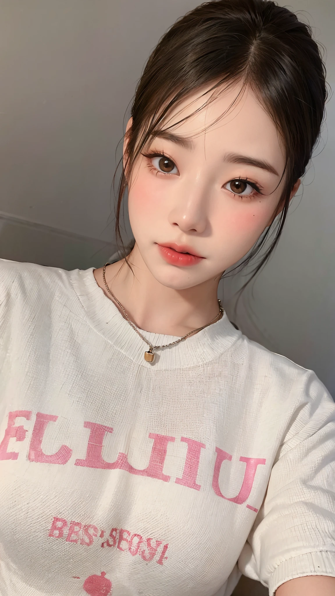 a closeup of a woman wearing a sweater with a necklace, dilraba dilmurat, ulzzang, Lalisa Manobal, Heonhwa Choe, Parque Ji-min, Jinyoung Shin, Lee Ji - Eun, Lee Ji-eun, maquillaje coreano popular, Jaeyeon Nam, Sun Yunjoo, Hermosa joven coreana, maquillaje popular de Corea del Sur