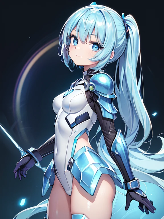 ((masterpiece、top-quality:1.5、a high chroma:1.5、ultra-detailliert、high-resolution illustrations:1.5、Ultra-high-definition CG、8k size wallpaper、offcial art))、,(highly colorful:1.5),(front view:1.5),(1girl),(Cute little girl:1.5)、(Shining blue eyes:1.5),(Beautiful face:1.5,Beautiful eyes:1.5)、(close to viewer:1.5),
(forced smile:1.3)、(sexy body),(bio armored suit:1.5), (Beautiful bio armored suit in every detail),((eye guard:1.5)),(medium breasts:1.5),(Shining blue eyes:1.8)、(cowboy shot:1.5)、(rainbow-colored light shines:1.5), colourfull、