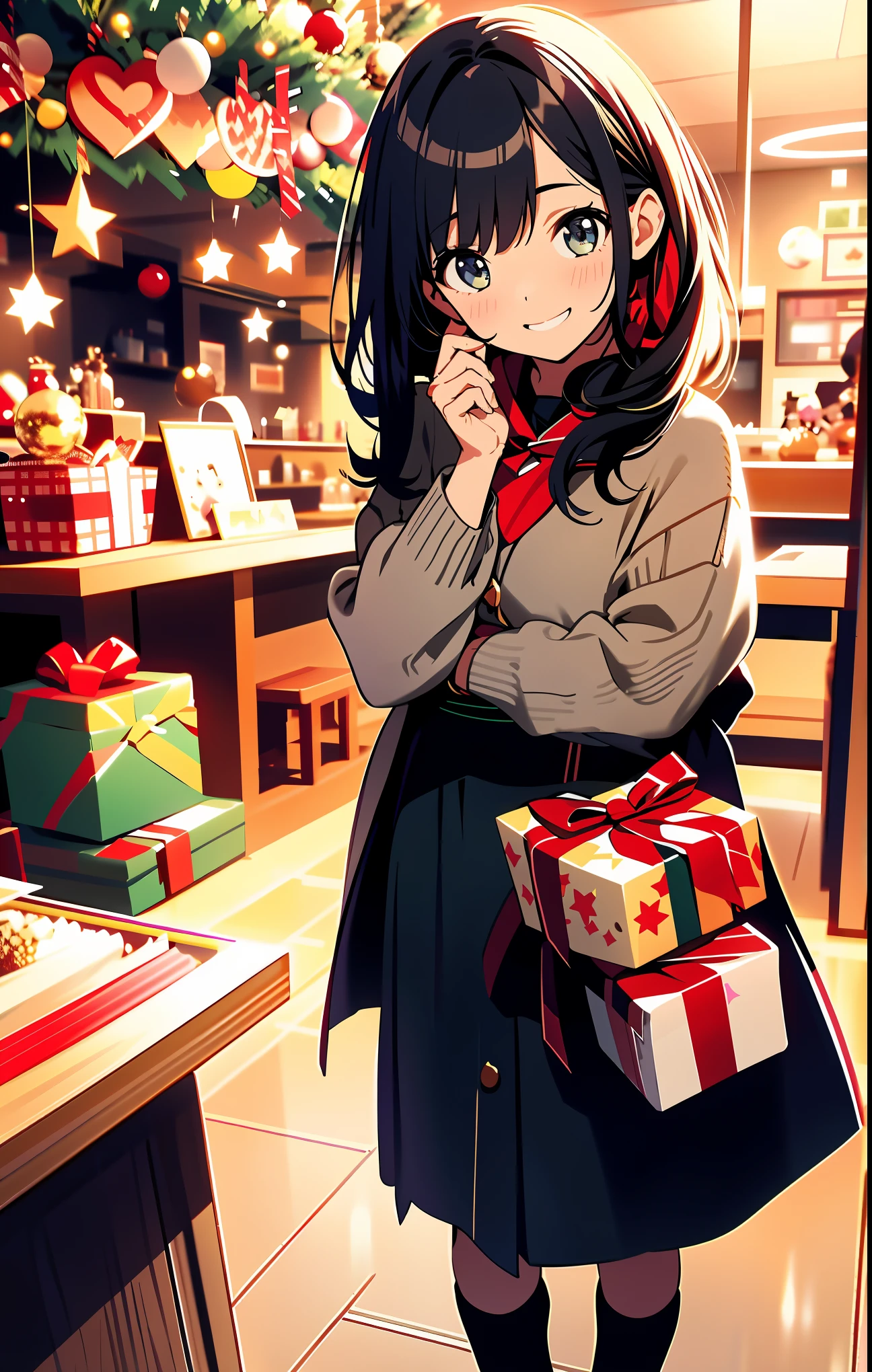 (best quality,4k,8k,highres,masterpiece:1.2),ultra-detailed,realistic,gifts,table,Christmas tree,decorations,wrapping ,bows,ribbon,presents,holiday spirit,vibrant colors,warm lighting,cozy atmosphere,toys,cards,candles,snowflakes,joyful,celebration,exquisite details,exciting surprises,shiny ornaments,sparkling tinsel,beautifully wrapped,excited children,anticipation,festive mood,magical ambiance,delightful moment,wonderful memories,family gathering,cheerful faces,Christmas magic,extravagant,abundance of presents,HDR,UHD,studio lighting,ultra-fine painting,sharp focus,physically-based rendering,professional,vivid colors,bokeh.