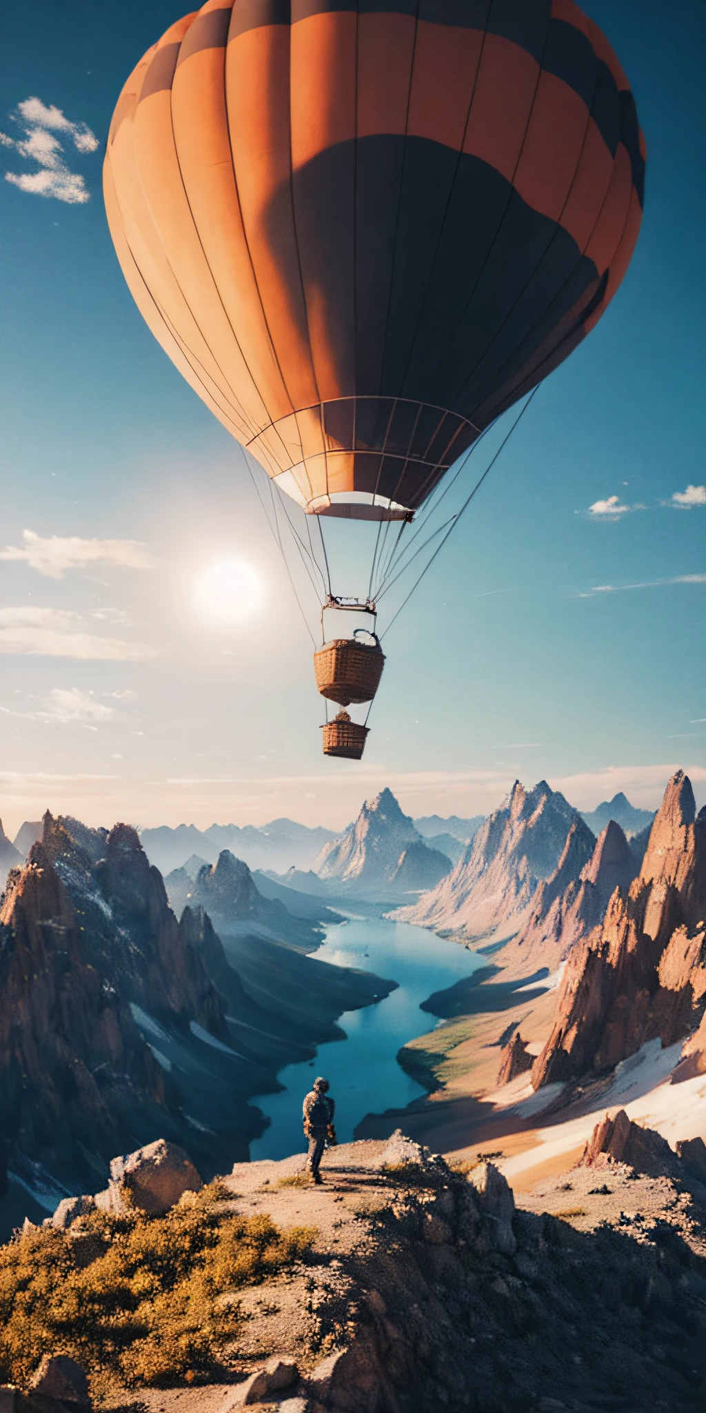 Federer man flies over mountains in hot air balloon, largest river, Bipper and Tim Hildebrandt, Unsplash Contest Winning Photos, Jessica Rossier Fantasy Art, jessica rossier color scheme, beeple and mike winkelmann, by Jessica Rossier, Stunning wallpapers, Movie 4K wallpaper, Movie 4K wallpaper, hentail realism