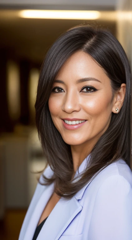 japanese mature, (Solo), 50 years old, (Wrinkles at the corners of the eyes:1.5), Large breasts, A MILF, glamor, A sexy, Chromo-white skin, Wavy Longhair, Looking at Viewer、Super large udder、Black Business Suit、Black pantyhose、high-heels、ssmile、Public places、