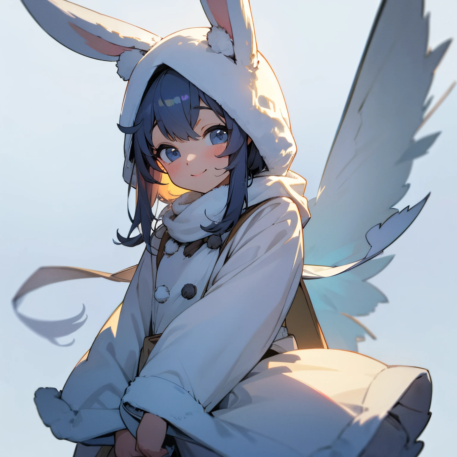 cute little, Rabbit ears、Winter costume、delicate and cute clothes,a smile