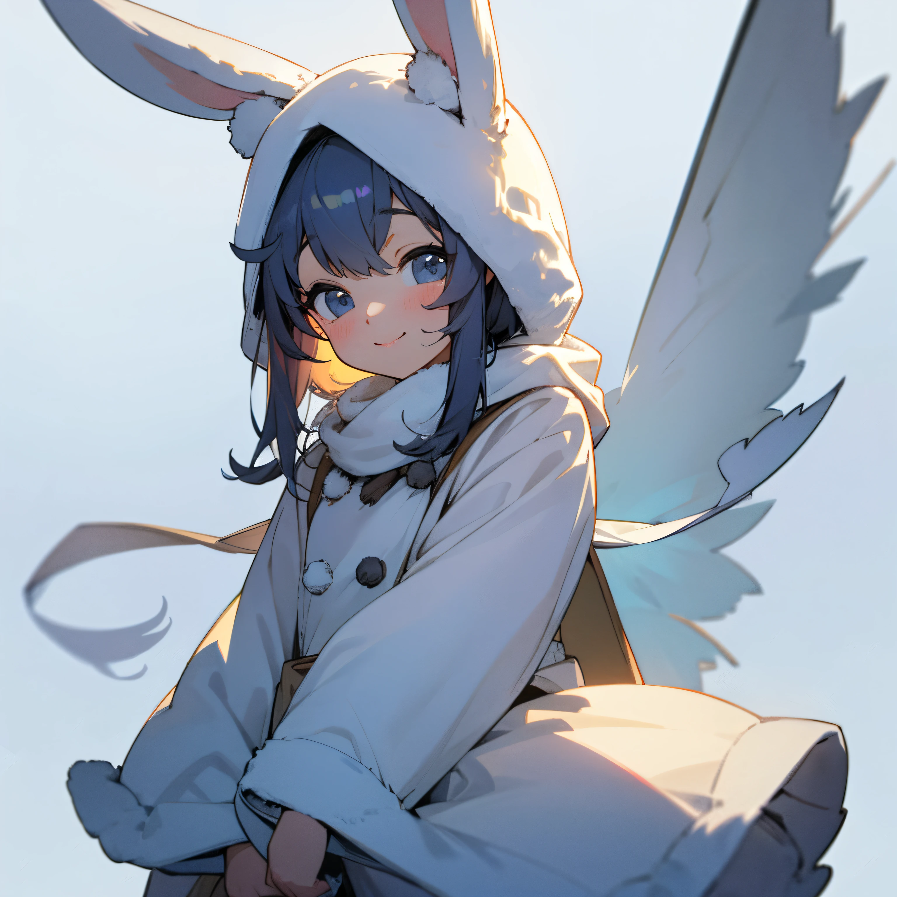 cute little, Rabbit ears、Winter costume、delicate and cute clothes,A smile