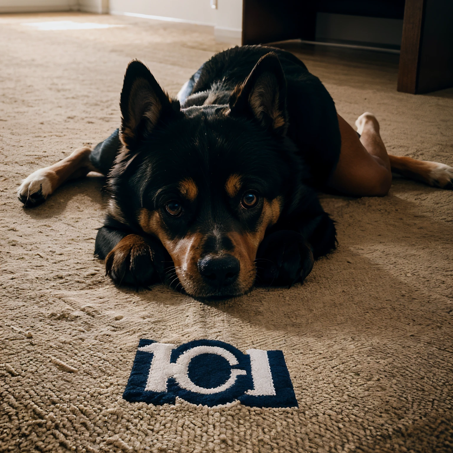 Logo of a cute dog written canine obedience, um fundo azul degrade desfocado