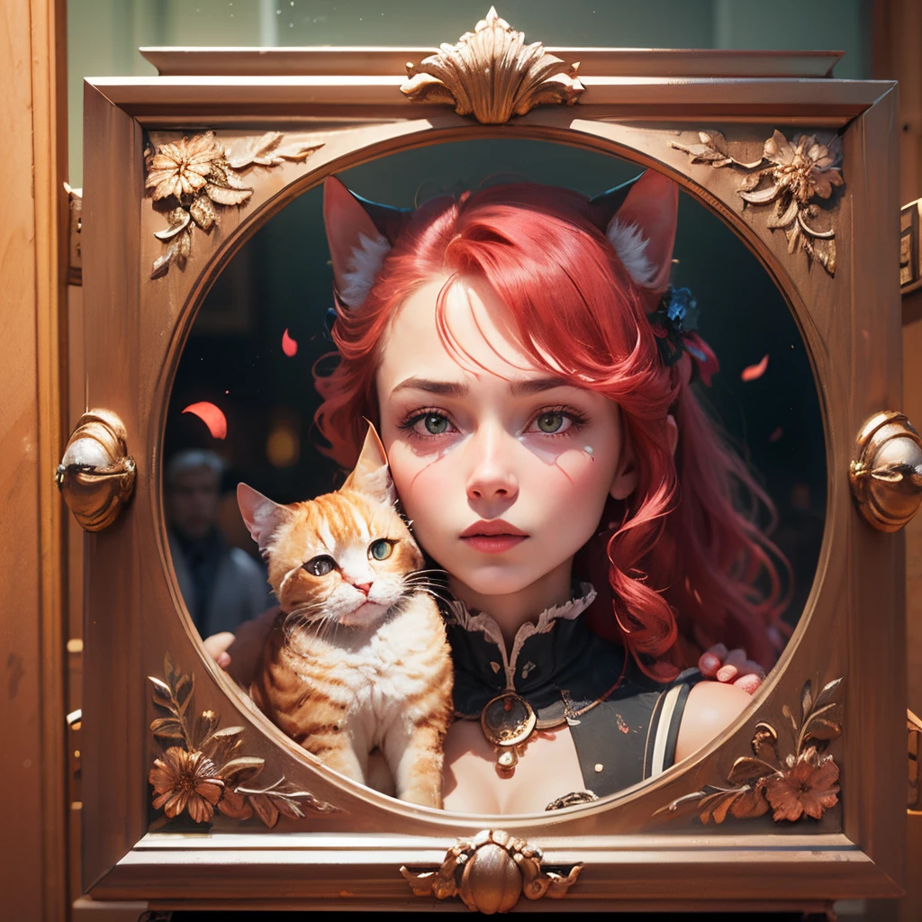 Beautiful red haired serene Lady holding elegant "siamese cat" in eerie beautiful landscape art by Anka Zhuravleva, Sandy Welch, Jane Small, Aliza Razell, Eduard Veith, Joel Robison, Mikhail Vrubel, Ferdinand Hodler, Christoffer Relander, William Timlin, Charles Rennie Mackintosh, John Lowrie vintage feel, typography, 3d render, conceptual art, cinematic, painting, anime, illustration --auto --s2