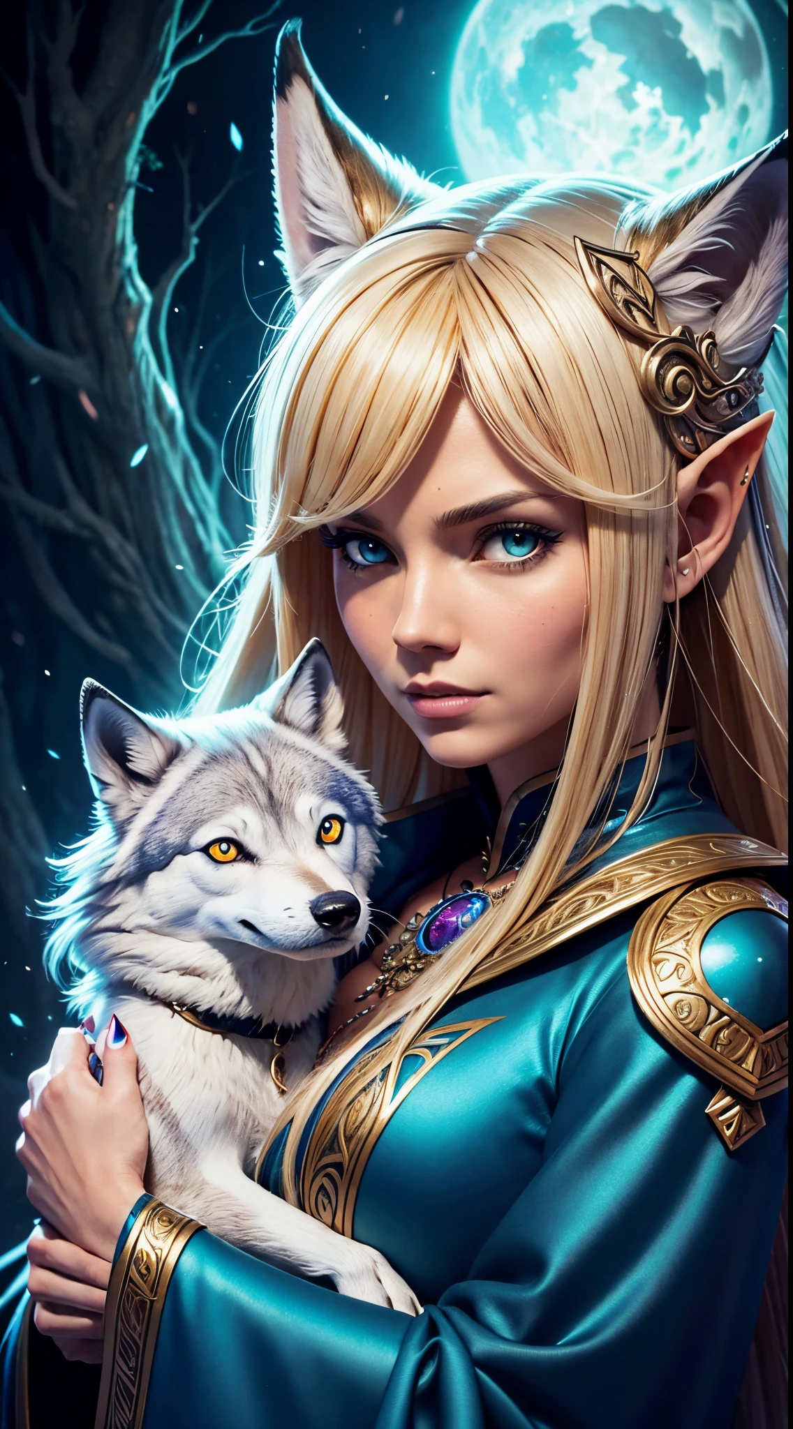elfquest portrait of a female witch with blond hair, blood splatter, big dreamy eyes, muted, colors, watercolor style ultra highly detailed, Craola, Dan Mumford, Andy Kehoe, digital painting, highly detailed, filigree, intricated, sitting next to her polar wolf in intricated pose, clarity, high quality, Miki Asai Macro photography, close-up, hyper detailed, trending on artstation, sharp focus, studio photo, intricate details, highly detailed, by greg rutkowski, ultra hd, realistic, vivid colors, highly detailed, UHD drawing, pen and ink, perfect composition, beautiful detailed intricate insanely detailed octane render trending on artstation, 8k artistic photography, photorealistic concept art, soft natural volumetric cinematic perfect light