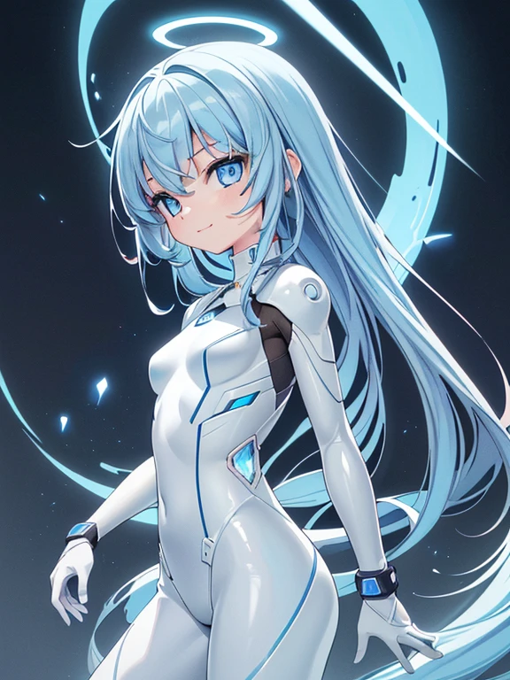 ((masterpiece、top-quality:1.5、a high chroma:1.5、ultra-detailliert、high-resolution illustrations:1.5、Ultra-high-definition CG、8k size wallpaper、offcial art))、,(highly colorful:1.5),(front view:1.5),(1girl),(Cute little girl:1.5)、(Shining blue eyes:1.5),(Beautiful face:1.5,Beautiful eyes:1.5)、(close to viewer:1.5),
(forced smile:1.3)、(sexy body),(ultra-thin battle suit:1.5), (Beautiful ultra-thin battle suit in every detail),(a halo shines),(medium breasts:1.5),(Shining blue eyes:1.8)、(cowboy shot:1.5)、(light band:1.5), colourfull、