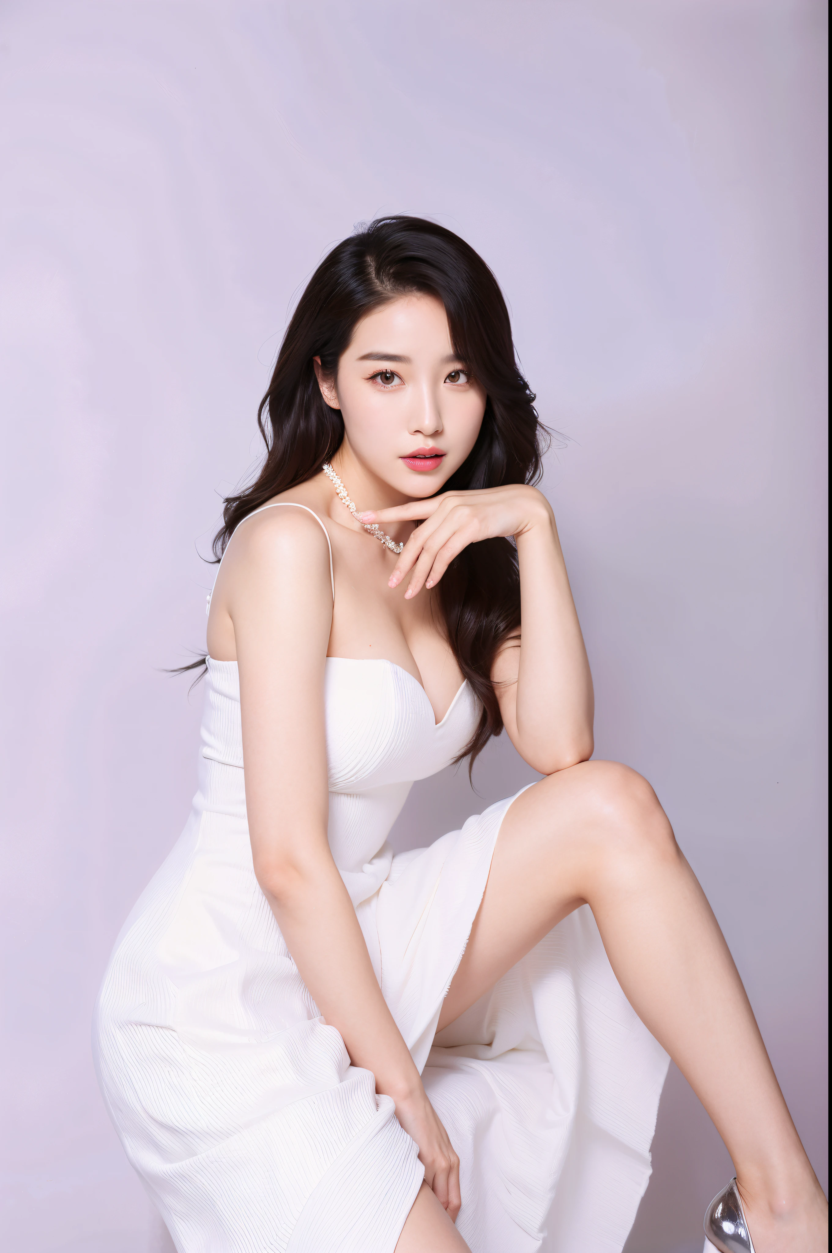 Couple of women in white dresses sitting on chairs, beautiful Korean women, gorgeous young korean woman, beautiful young korean woman, Cui Xianhua, a beautiful woman in white, full body xianxia, korean woman, Nam Jae-yeon, Korean girls, gongbi, cute women, Xision Wu, female actress from korea