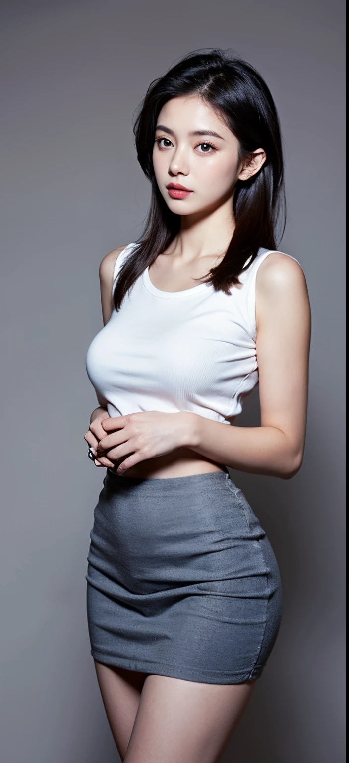 the most beautiful woman there ,Show off your figure,The most realistic,Pull your upper body closer,short skirt