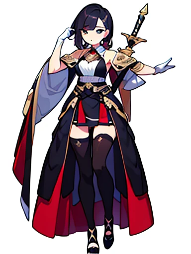 (((8k,Best Quality)), Masterpiece, girl, holding sword, gloves, looking at viewer, variety of hairstyles, variety of hairstyles, solo, white cloth, full body, background,