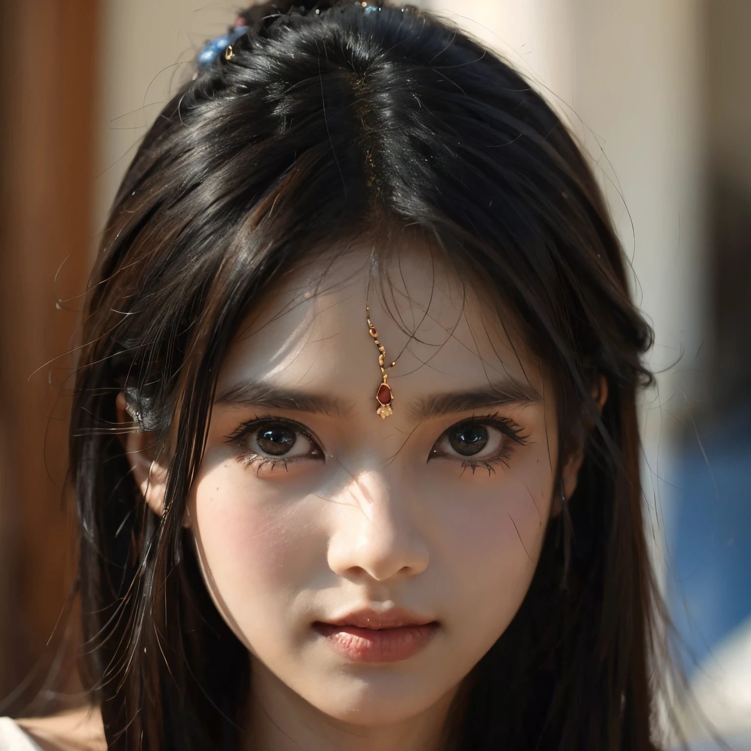 close up photo of a devil girl in a cute face indian ancent