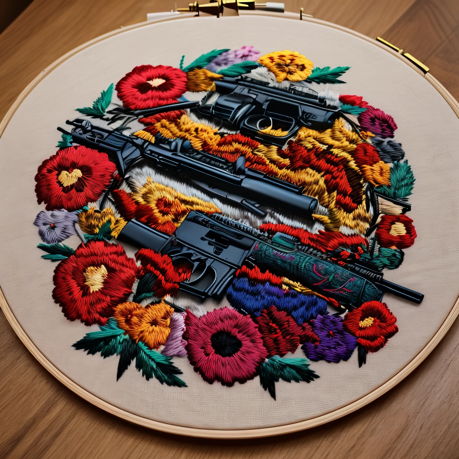 (Embroidery of guns and roses),