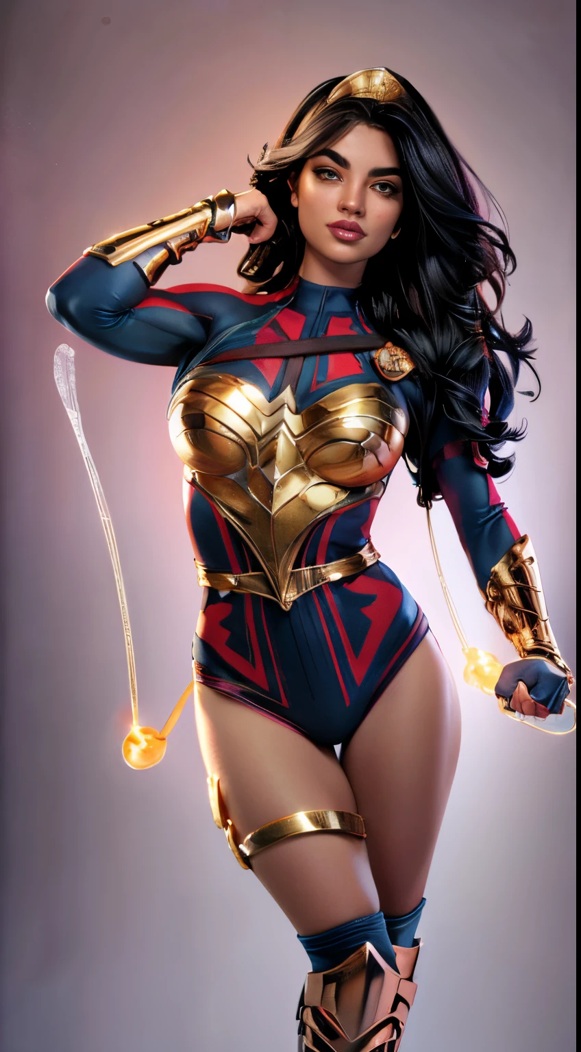 ( Masterpiece, 4k resolution, ultra-realistic, very detailed) beautiful sexy  donna Troy ,beautiful detailed eyes,beautiful detailed lips,extremely detailed face,long eyelashes, sexy,soft lighting,subtle background,professional photography,vivid colors full body , kidnapped by a fan, blushing face () full body (seductive) (ready for ) (biting her liplue eyes) (Yara Flor)
 (DC comics) portrait photography by artgerm, in the style of realism, glistening skin, , natural lighting, Defined full lips. Muscular fitness feminine body full body