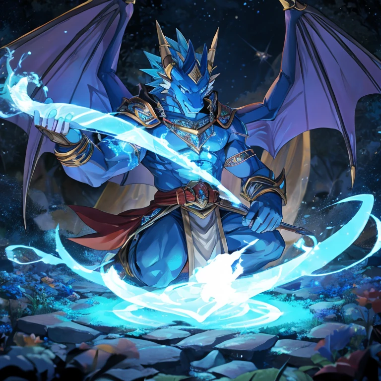 Blue Dragon Man，Arcane，Gorgeous special effects，casting magic