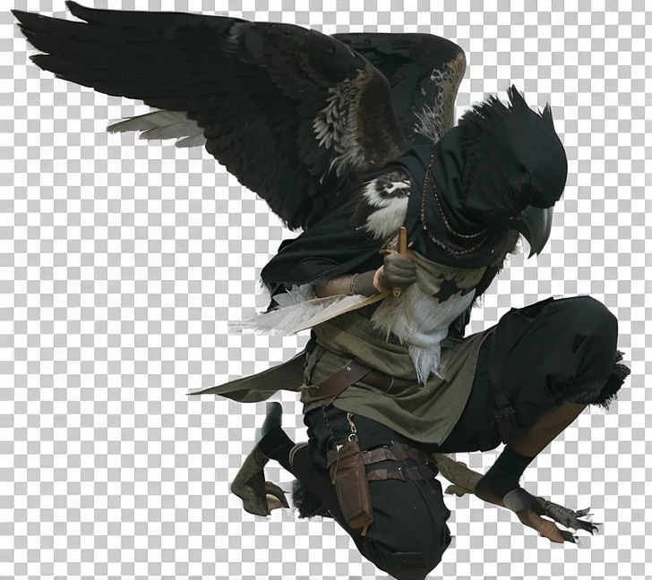 Bird head, wearing cloak