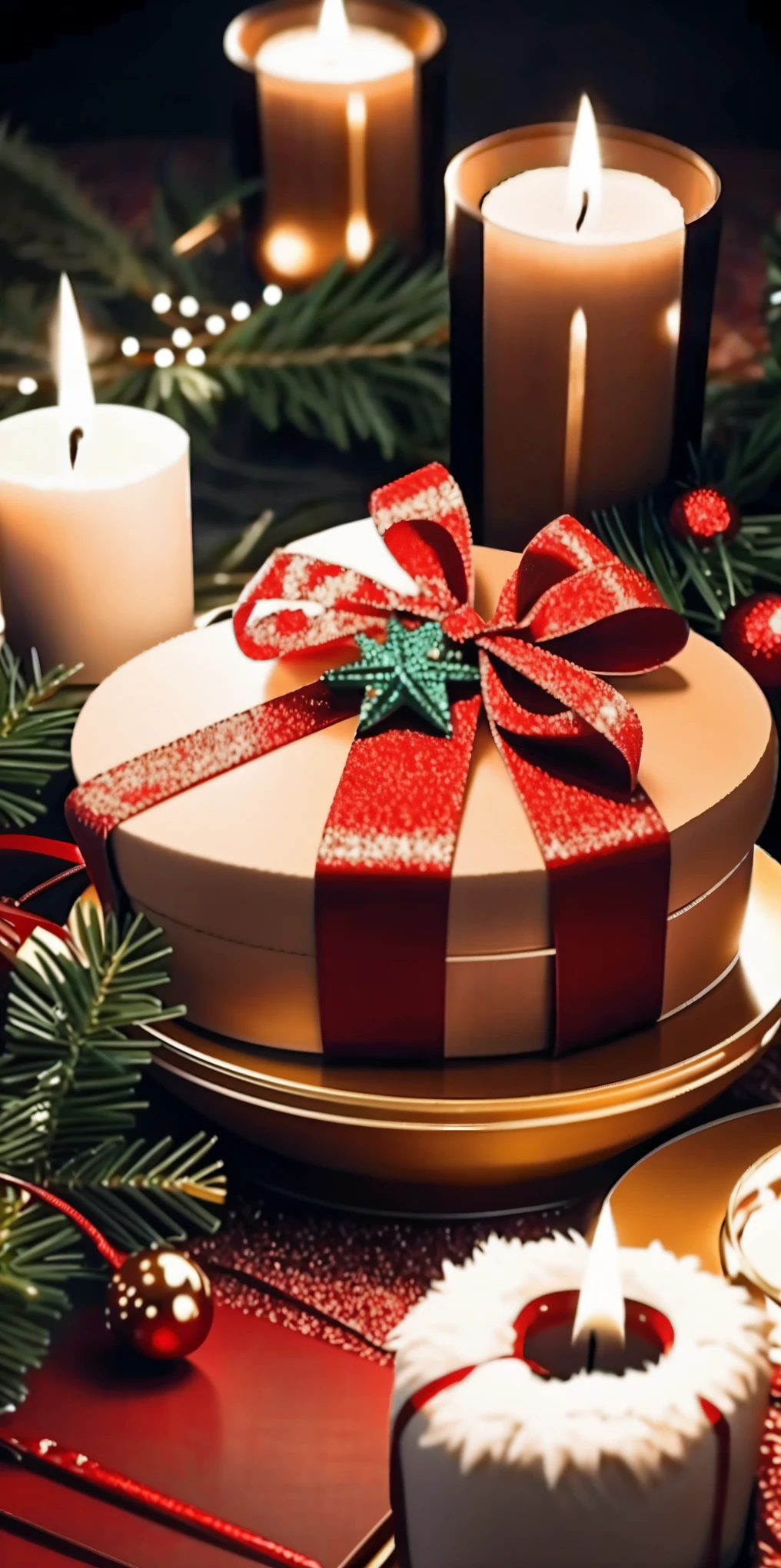 (best quality,4k,8k,highres,masterpiece:1.2),ultra-detailed,realistic,gifts,table,Christmas tree,decorations,wrapping ,bows,ribbon,presents,holiday spirit,vibrant colors,warm lighting,cozy atmosphere,toys,cards,candles,snowflakes,joyful,celebration,exquisite details,exciting surprises,shiny ornaments,sparkling tinsel,beautifully wrapped,excited children,anticipation,festive mood,magical ambiance,delightful moment,wonderful memories,family gathering,cheerful faces,Christmas magic,extravagant,abundance of presents,HDR,UHD,studio lighting,ultra-fine painting,sharp focus,physically-based rendering,professional,vivid colors,bokeh.