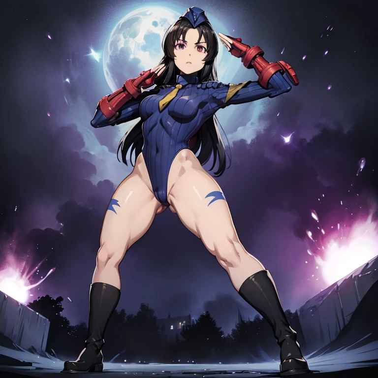 ultra-detailed, Explicit, Beautiful body, Beautiful Nose, Beautiful character design, perfect eyes, perfect face, ultra highres, 4K, beautiful legs, perfect legs, Nice hands, Perfect hand, Masterpiece, Best Quality, Highly detailed, illustration, absurdres, street fighter, doll suit, shadaloo doll, dollsuit, girls, multiple girls, expressionless, blank eyes, looking at viewer, red gloves, emotionless, black latex, corrution, mind control, female combatant, full body, hypnotized, unhappy trance, full body suit, ribbed bodysuit, both arms at side, stand up straight, obey, perfect female body, extremely glossy latex, hypnosis, hypnoLora, empty eyes, Mind control device, poses, brainwashed, submissive_pose, Slave, hat, necktie, stand up straight, standing, standing at attention, belt, extending the right arm from the shoulder into the air with a straightened hand, nazi saluting, military, military saluting, salute, right hand saluting, left hand at side, latex, garter belt, thighhighs, purple eyes, black hair, long hair, Taiho Shichau zo, Kobayakawa  miyuki