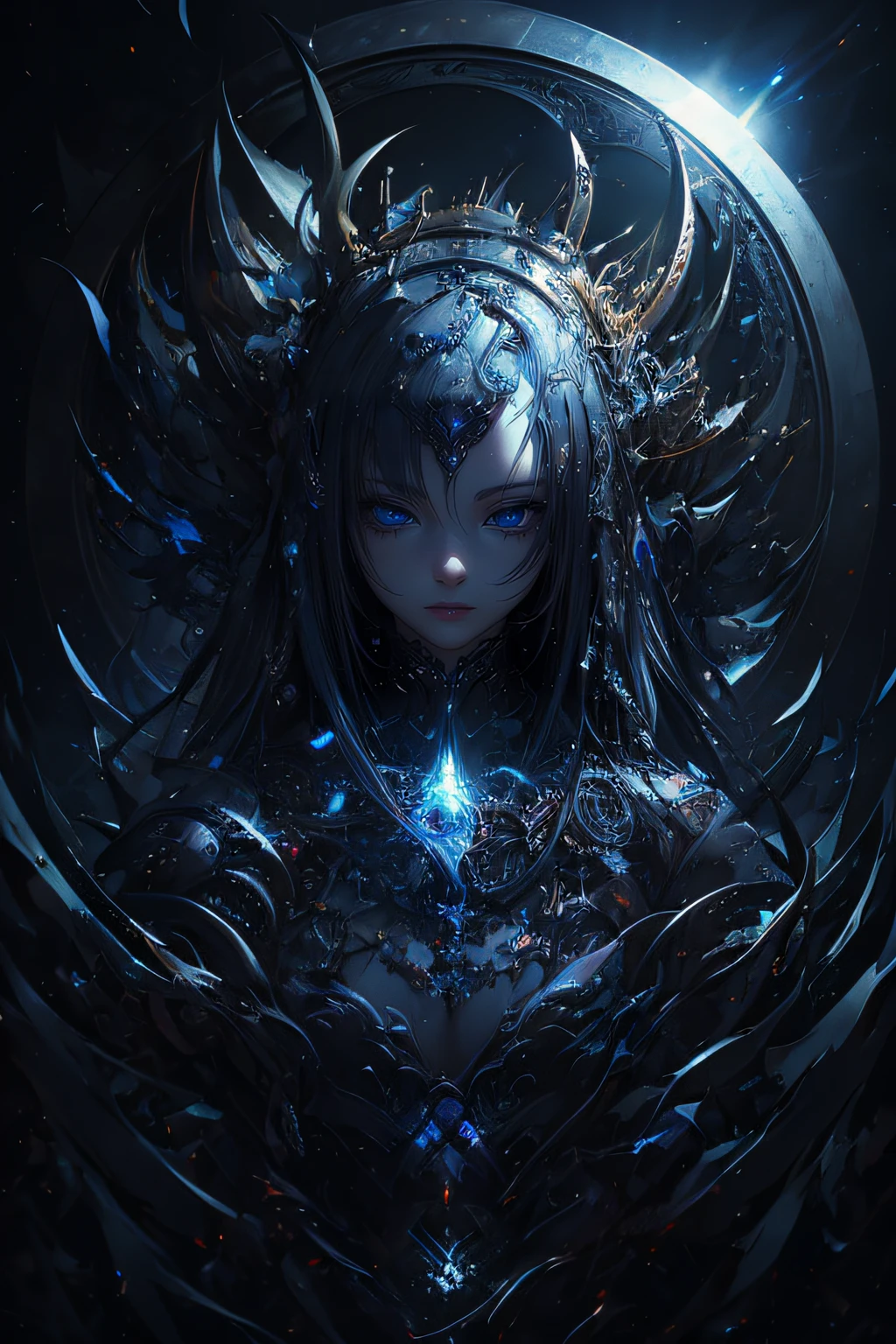 ticker mechanism, Beautiful eyes, Upper body, (Mechanic Armor), Portrait、abyss、Shooting with a wide-angle lens,Lightning from Kaleidoscope Hand、flying though the air、flawless、Neon light, 8K, raw, Best Quality, masutepiece, 超A high resolution, Colorful, (medium wide shot), (Dynamic perspective), foco nítido , (depth of field f16),Shadow of a person、 extremely detailed eye and face,ninjartist, Trimmed gear:1.2), ((masutepiece, Best Quality)), Detailed background, Inside the spacecraft、Hold your weapon、Double exposure of a person and a spiral、(Gray hair)、brue eyes、poneyTail、dirty、bio luminescent、lots of crescent moons、Photographed with Canon R5、Dark Fantasy,masterpiece,connected to the plug、spectrum、Space City、Highly detailed beautiful porcelain profile female android face、Complex 3D rendering of a headset、cyborgs、roboticparts、The whole picture、clock、Beautiful studio soft lights、Rim Light、Vivid details、luxuriouscyberpunk、Ren Hao、surrealistic、Anatomical、Beautiful background of facial muscles、octan render、8K、top-quality、masterpiece、illustratio、extremely delicate and beautiful、ighly detailed、nffsw ,Unity ,wall-,magnifica, Attention to detail, masterpiece,top-quality,Official art,Highly detailed ticker Unity 8K wallpapers、机器人、Silver Halmet、((full body Esbian))