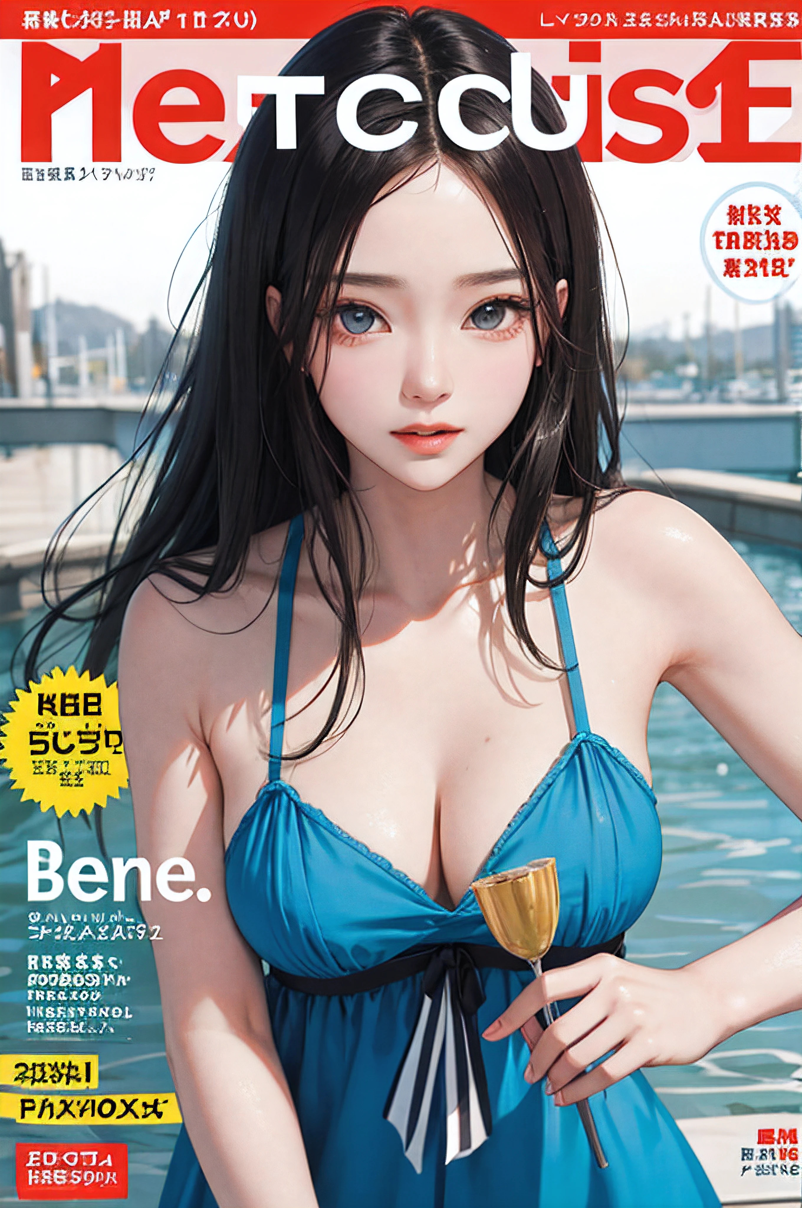 masterpiece, best quality, spring outfit, colorful hair, outdoor, magazine cover ,upper body,