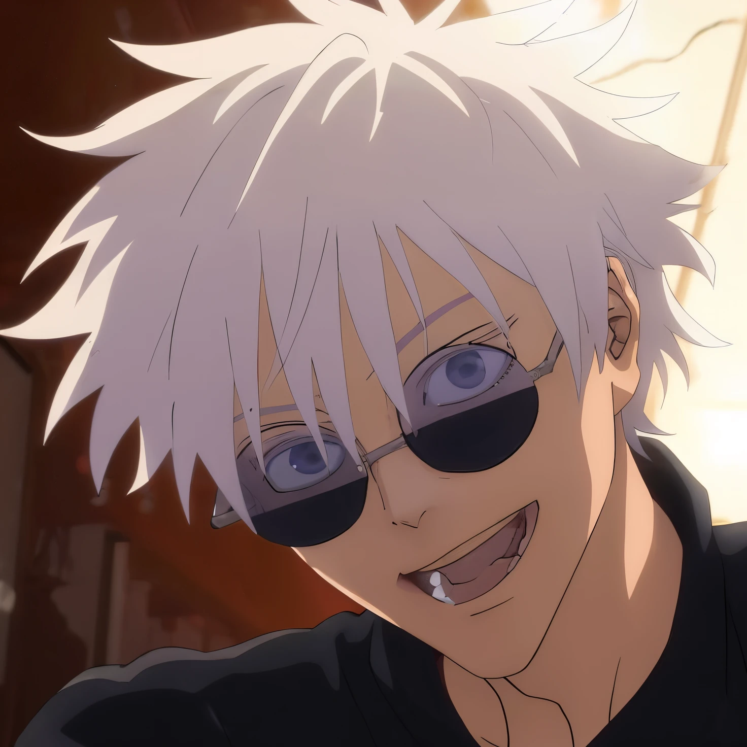 anime guy with white hair and sunglasses smiling and looking at camera, ken kaneki, killua zoldyck portrait, killua zoldyck, kaneki ken, in the anime film, today's featured anime still, killua zoldyck black hair, a silver haired mad, jujutsu kaisen, white haired