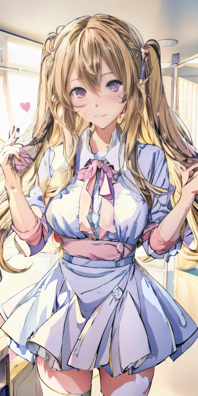 Anime girl with long hair and pink bow in the kitchen, Blonde long hair anime girl, Anime rapunzel girl, loli in dress, Cute anime waifu wearing beautiful clothes, detailed portrait of an anime girl, Kitagawa Marin fan art, ( Waitress ) girl, pretty anime girl, Portrait anime girl, Beautiful anime girls, attractive anime girls, animemanga girl