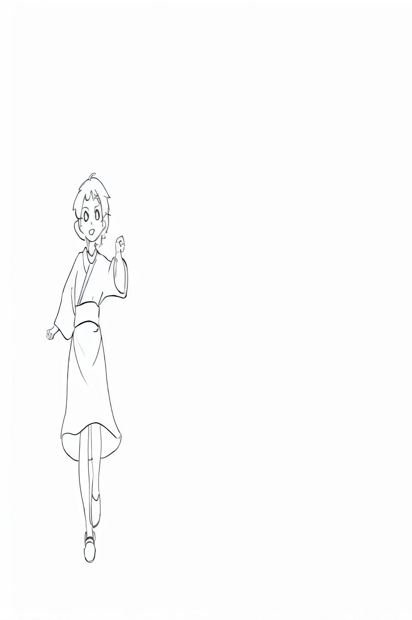 Complete three views of the character,line drawn