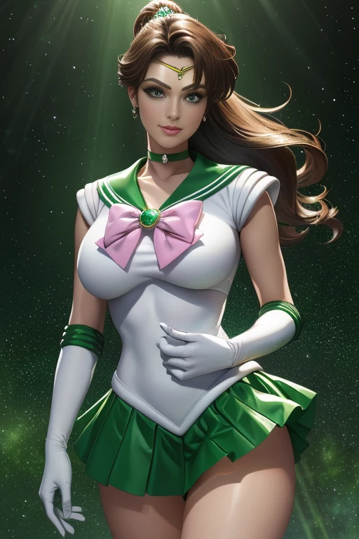 Pose de modelo sexy, Realistic, Foto Ultra-Micro, extremely high quality, ultra-detalhado CG unidade 8k papel de parede, ((Tiara dourada luxuosa na testa: 1.4, mini Saia plissada verde brilhante: 1.2, Mini green pre-gate skirt: 1.1,sem manga,luvas verdes nos cotovelos: 1.1, Verde Grande Cor, colarinho de marinheiro verde, Broche verde)), de baixo, detalhe intrincado, (1 female), 20 anos, (sailor Jupiter, olhos verdes, rabo-de-cavalo, Tiara, jewelries, Uniforme Sailor Senshi, colarinho de marinheiro verde, gargantilha, Bosques de Cotovelo, luvas brancas, Broches, malha branca, saia verde, Saia plissadas), cabelos castanhos incrivelmente longos: 1.2, brilhante bonito liso cabelo castanho longo: 1.2, Jupiter sailor uniform, (Uniforme Sailor Senshi, bare arms: 1.1, Long white latex gloves with luxurious golden decoration: 1.3, gargantilha verde, Decote sexy ousadamente grande, Brincos dourados em forma de anel, Bright green long boots with luxurious golden decor), (very thin white holographic leather and apt high gloss: 1.3), Avante de gravete de pernas altas ousadas e sexy, (Postura de luta),
((sorriso sedutor, cara muito bonita, cabelos marrom, Detalhes do rosto: 1.5, olhos verdes brilhantes, beautiful face, olhos bonitos, olhos brilhantes, thin lips: 1.3, fino, Sharp, pale eyebrows, long dark eyelashes, Double eyelashes)), Luxuosas asas brancas enormes, muscle muscles: 1.2, abdominais musculosos: 1.2, um rosto pequeno, Seios enormes, alto e perfeitamente fornecido, cintura fina, Pose de modelo sexy, visible pores, perfect hands: 1.5, octane rendering, highly dramatic picture, Luz natural forte, sunlight, exquisite lighting and shadow, Dynamic angle, Harpa DSLR, foco: 1.0, Maximum clarity and sharpness, (Dynamic lightning backgrou, A sombra da floresta, Lightning space background, jupiter, fora, ..lua, Dynamic background, fundo do detalhe),(Mecha Musume)