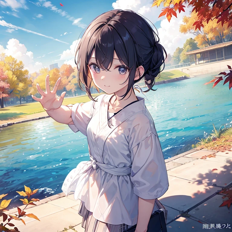 back shadow,Hold the wrist of the other hand with one hand,beginning of autumn,Sunnyday,natta,bright