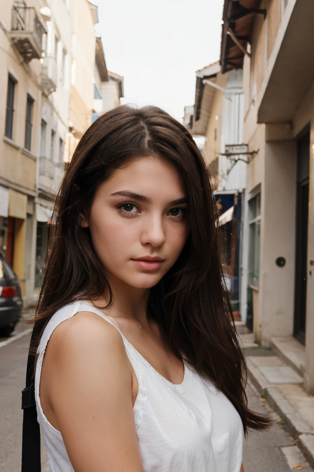 20-year-old brunette with black eyes