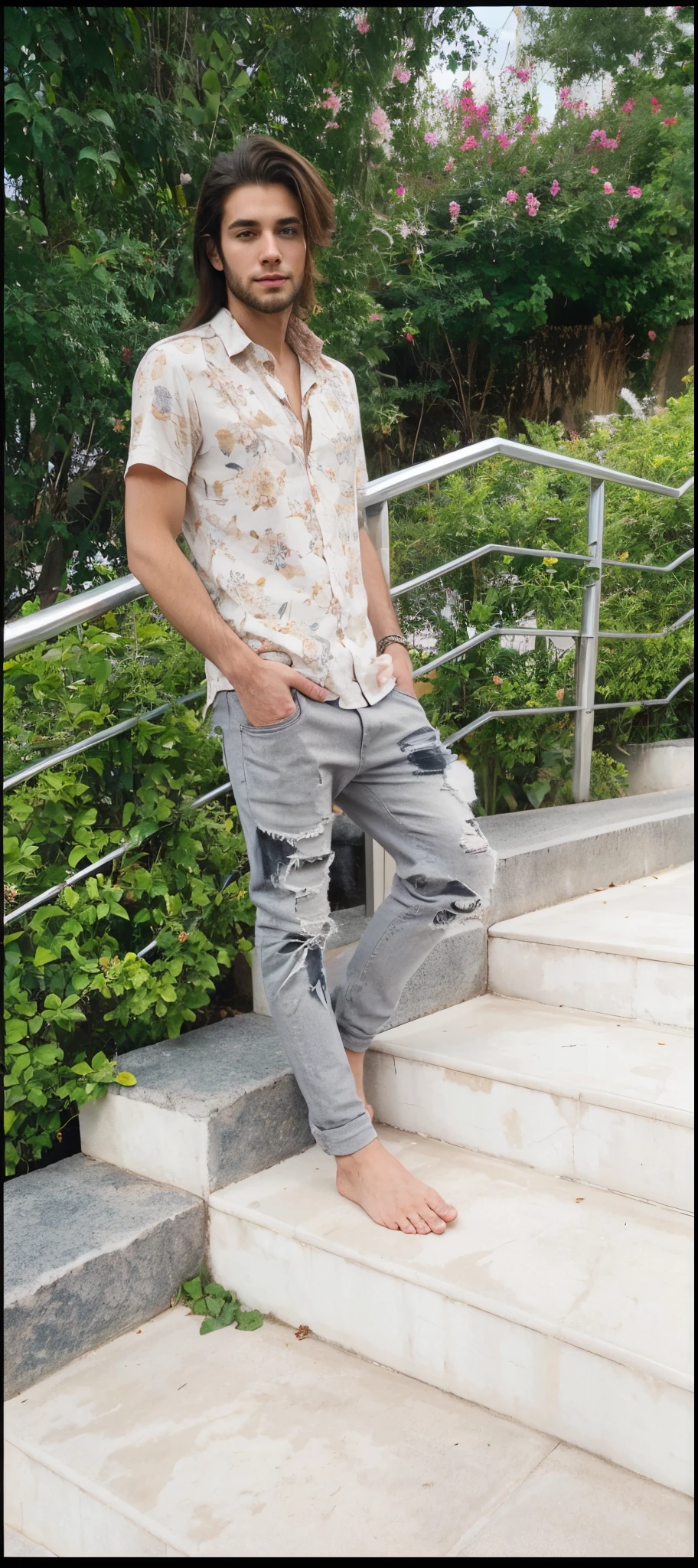 Long hair handsome boy