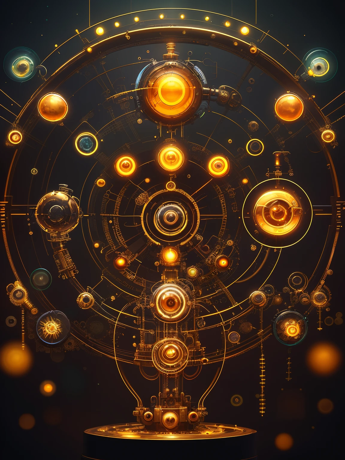 A Surreal Dreamland，steampunc，CPU model，diodes，Spotlights，glass button，metal switch，arc-shaped，Neat and symmetrical，clean linework，minimal style，no shadow，Titanium,very high res，Wallpapers，Add details，Clarity enhancement，Detail enhancement，Macro camera，Background bokeh/bokeh