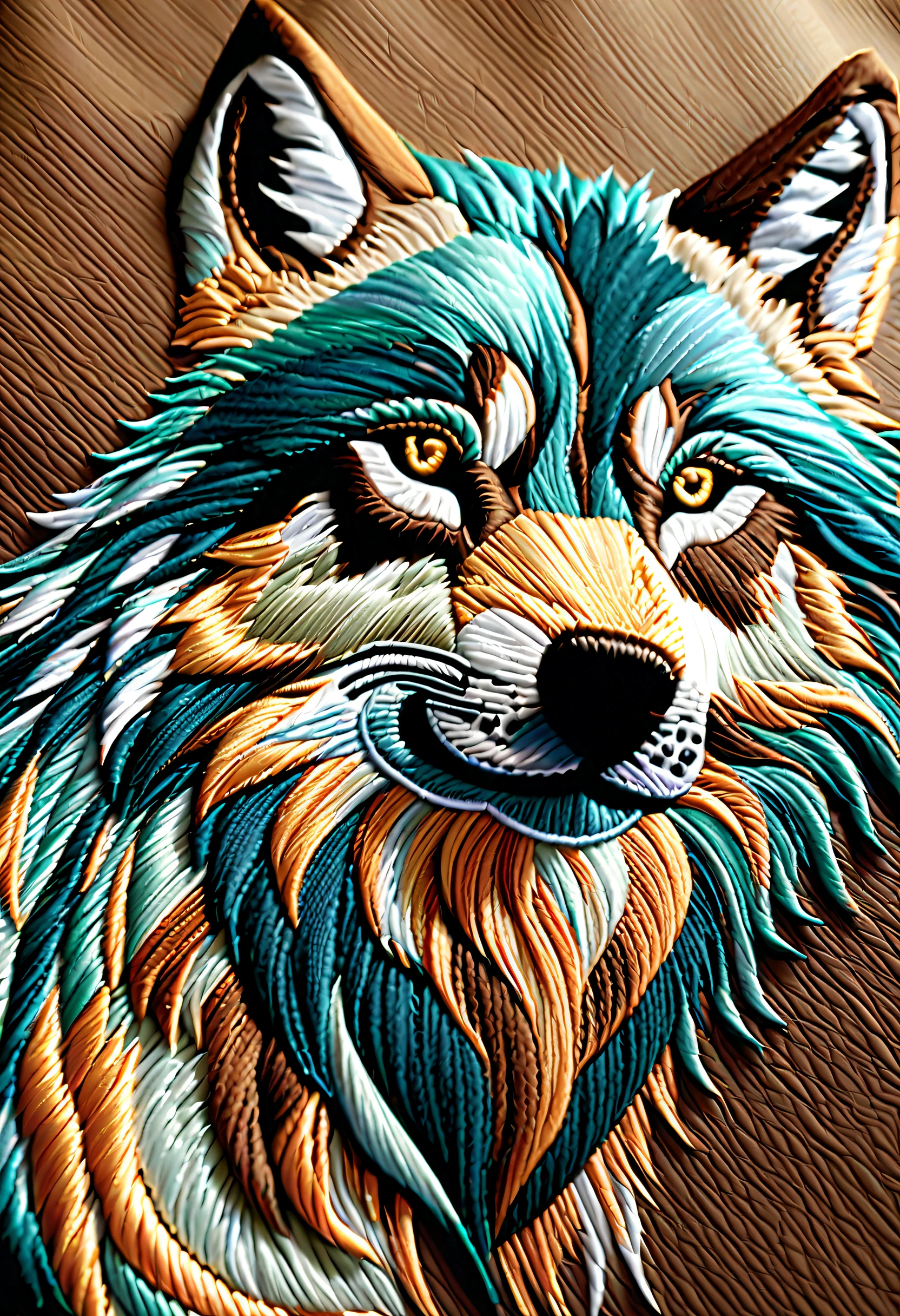 (((Beautiful fabric embroidery art:1.3))), (((Detailed embroidered wolf howl like a movie:1.3))), Super realistic fabric embroidery, Embroidery inspired by dark fantasy, A night of mystery and fantasy, embroidery with intricate details, hightquality, Highest Quality, (((top quality embroidery art:1.3))), (((Emphasize the texture of the thread:1.3))), (((embroidery texture:1.3))),