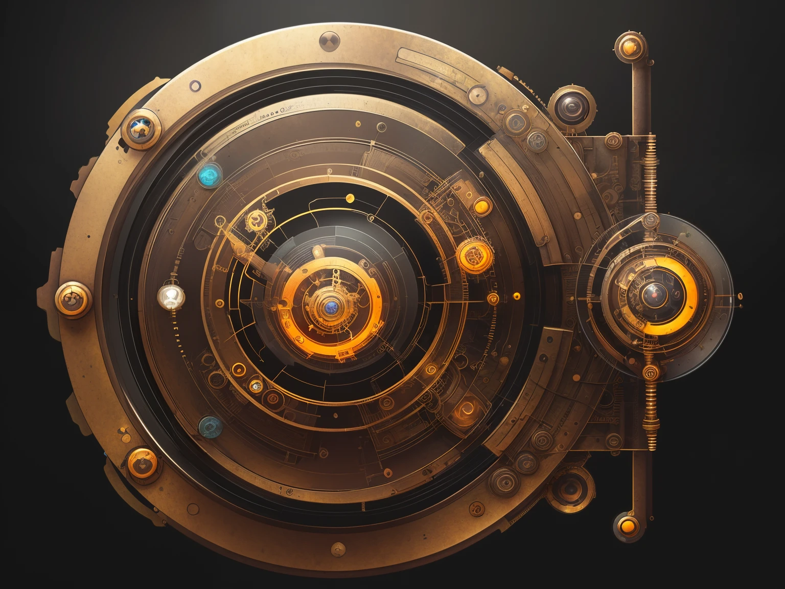 steampunc，CPU model，glass button，metal switch，arc-shaped，clean linework，minimal style，no shadow，Titanium，very high res，Wallpapers，Add details，Clarity enhancement，Detail enhancement，Macro camera，Background bokeh/bokeh