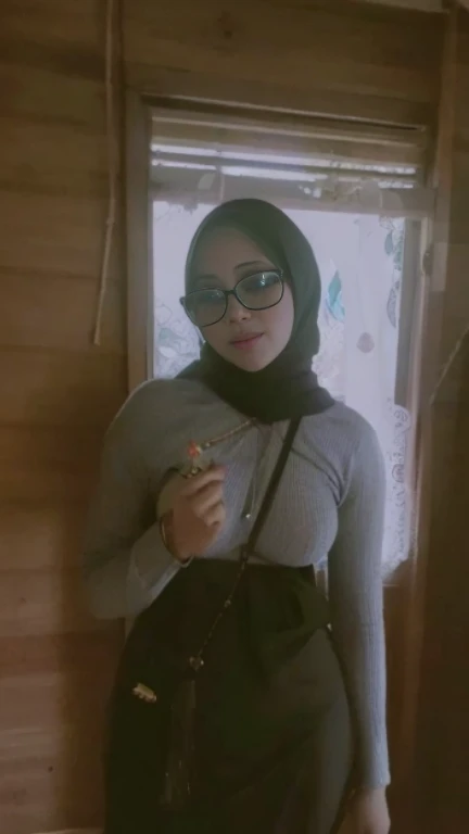 fotografia de uma mulher de 30yo, rosto perfeito, master part, Nude, rosa_nude, dark gray color suit jacket, red flowery hijab, full hijab on hair, tiny lace lingerie, nipple slip, dark tits, molhada, ful body image, standing, open leg, at pool, wet body, round face, smiling, small glasses, round face, hairy pussy