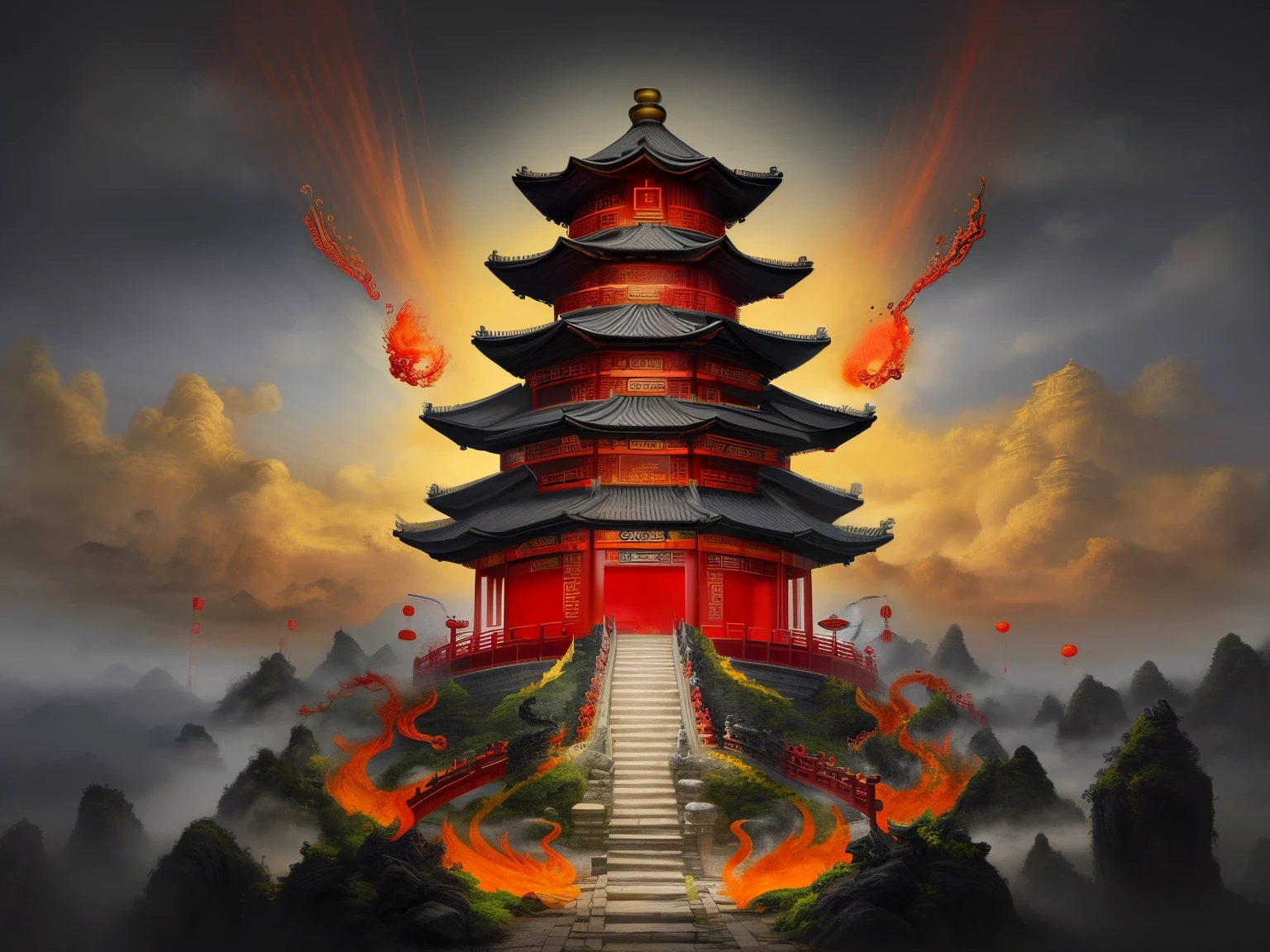 Ancient Chinese Mythology and Art，All things are born，Gathering of life energy，relic，Chaos between heaven and earth，pagoda
