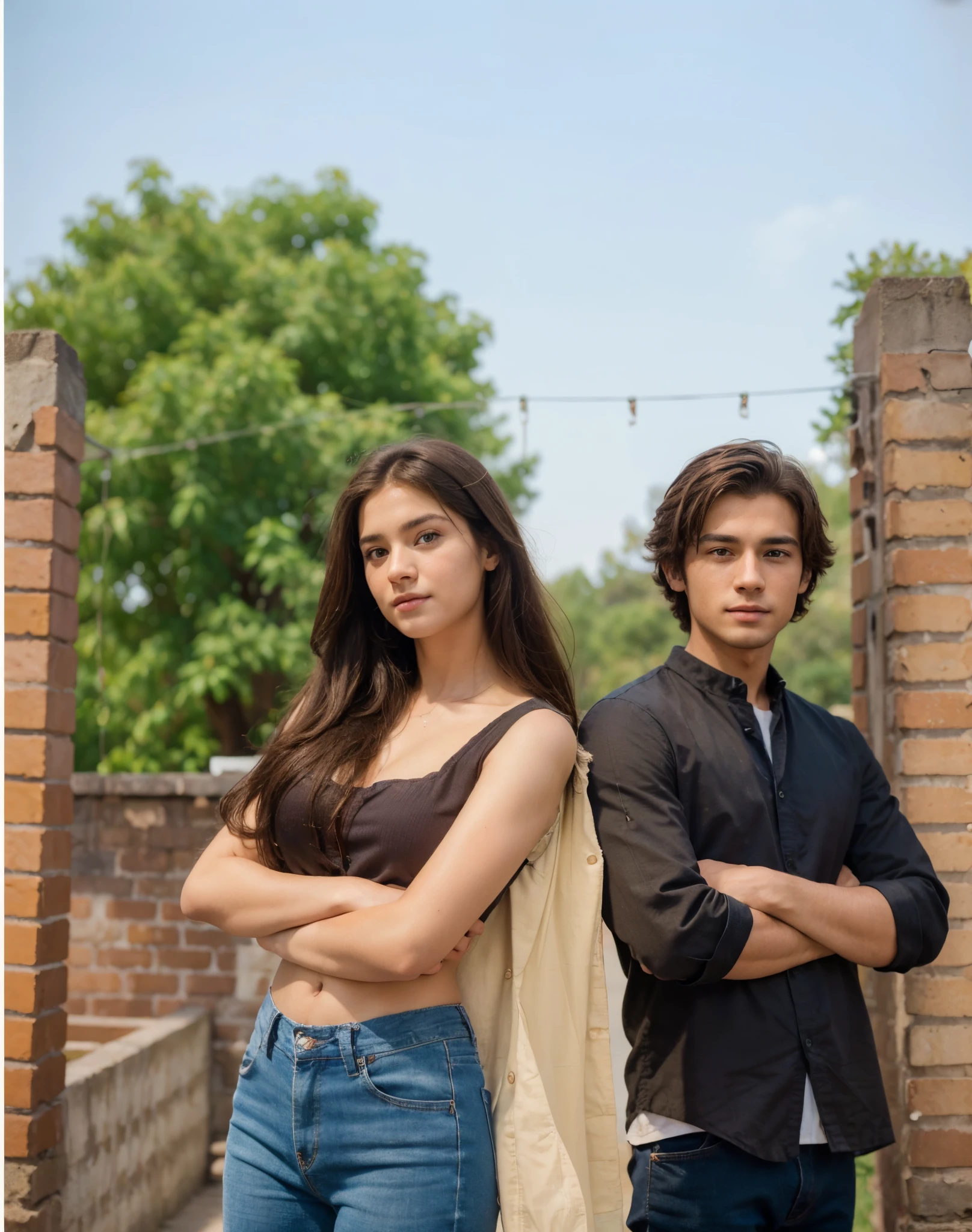 Cute young couple, beautyfull and handsome couple (8K, Raw photo, top-quality, masterpiece: 1.2), masterpiece, super detailing,, (Realistic and realistic photos: 1.37), high-definition RAW color photography, large scale detailing in face, make similar face structure and shape, cute couple pose, boy's short slyle hair