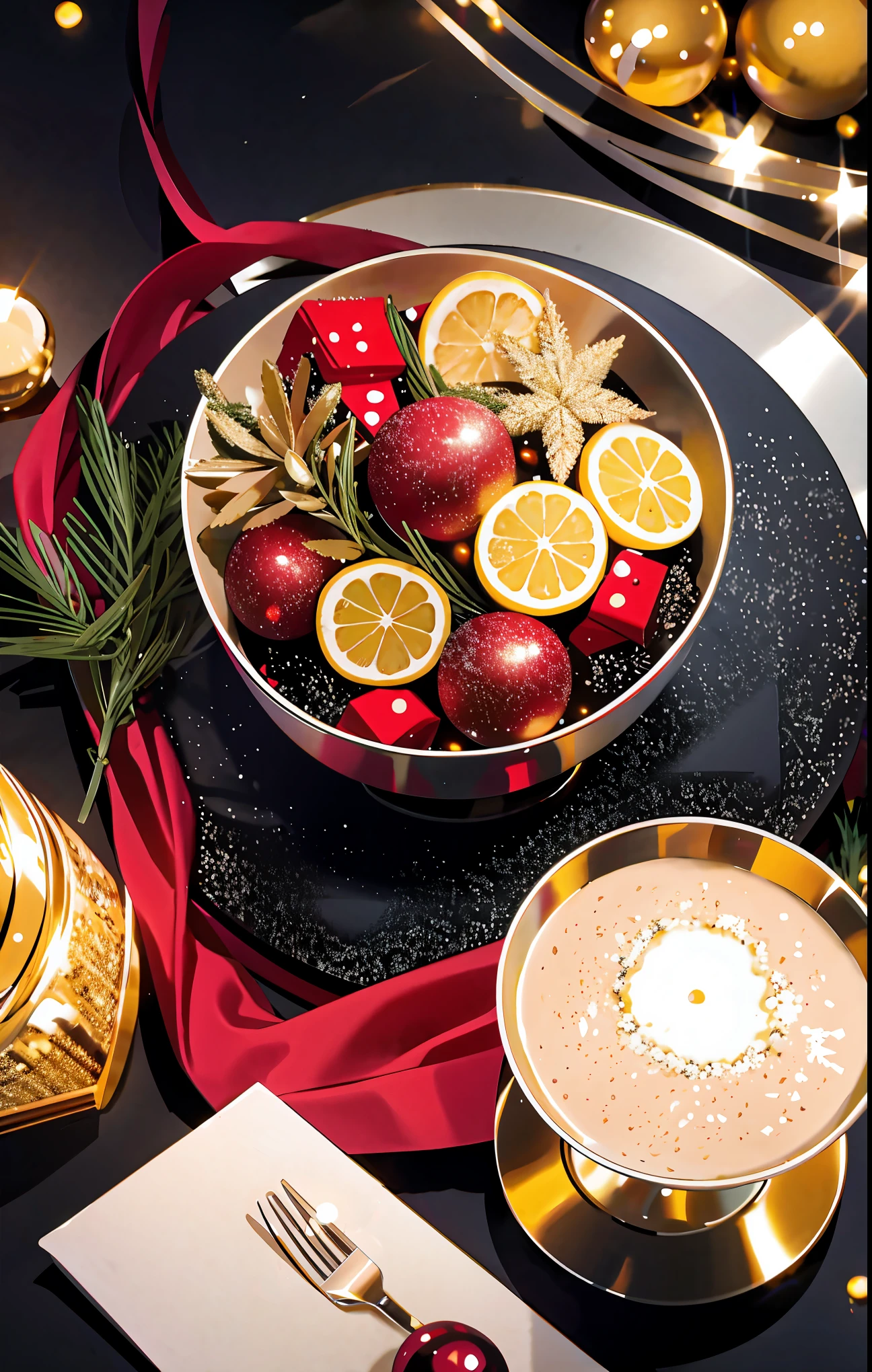 (best quality,4k,8k,highres,masterpiece:1.2),ultra-detailed,realistic,gifts,table,Christmas tree,decorations,wrapping ,bows,ribbon,presents,holiday spirit,vibrant colors,warm lighting,cozy atmosphere,toys,cards,candles,snowflakes,joyful,celebration,exquisite details,exciting surprises,shiny ornaments,sparkling tinsel,beautifully wrapped,excited children,anticipation,festive mood,magical ambiance,delightful moment,wonderful memories,family gathering,cheerful faces,Christmas magic,extravagant,abundance of presents,HDR,UHD,studio lighting,ultra-fine painting,sharp focus,physically-based rendering,professional,vivid colors,bokeh.