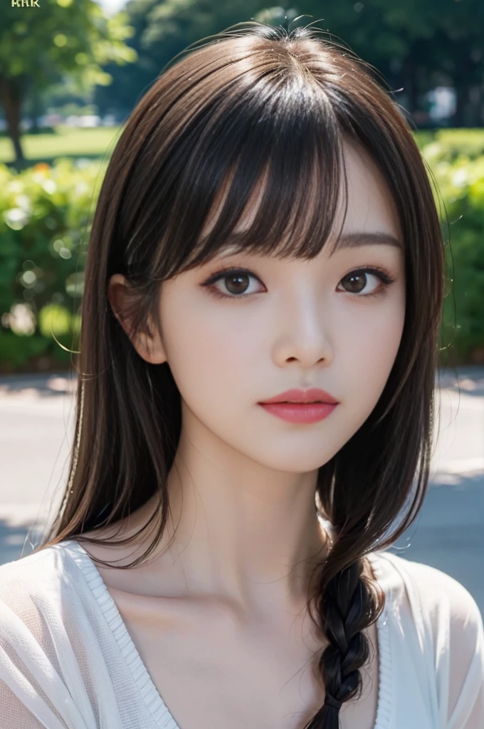 (Hight Resolution:1.3), (8K, Photorealcitic, Raw-Photo, The highest image quality: 1.4), Japanese people, (1girll), beautifull face, (vivid bangs、middle way hair:1.3), beautiful hairstyle, RealisticEyes, beautiful-detailed eyes, (Real looking skin), Beautiful skins, Enticing, 超High resolution A, A hyper-realistic, hoog detail, Golden proportions,looking at the photographer、
