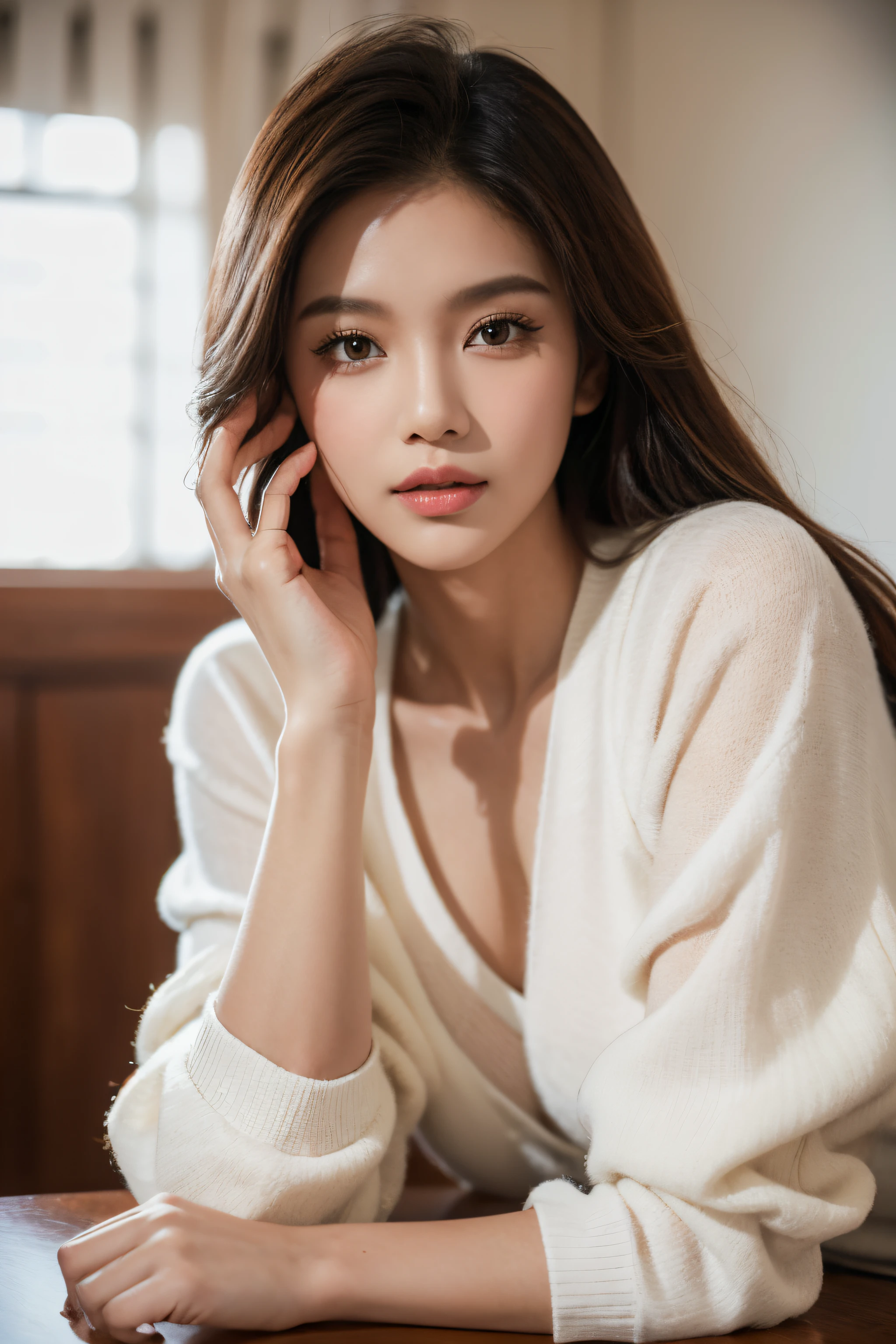 Malaysia Top Models 2019 Female Hot New Faces 2018, Spanish style, light white and light amber, romantic realism, Moon Sachs 127mm f/4.7 Ektar, Captivating realism, american barbizon school, Camera