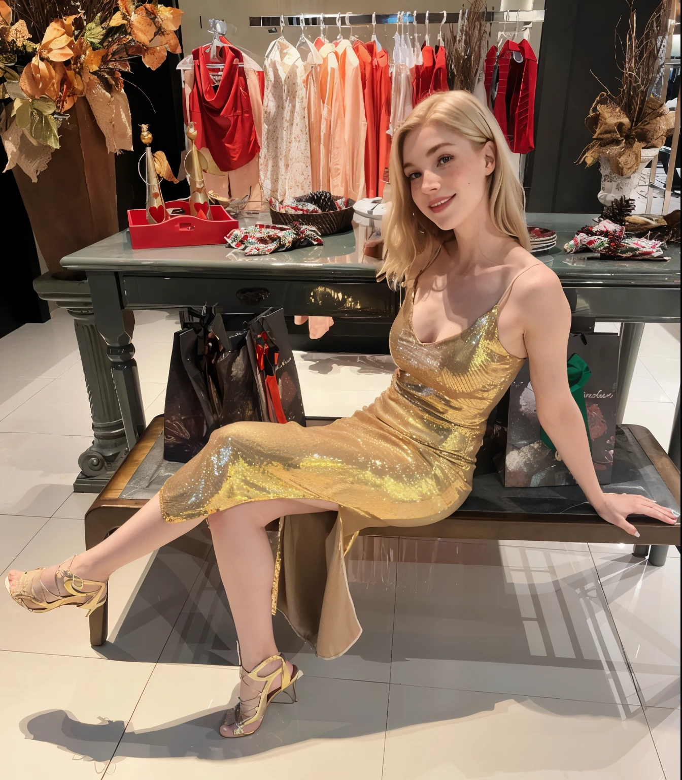 mulher, americana, 25 anos, pale skin and freckles, olhos cinzas, nariz delicado, soft and delicate lips, Cabelo blondie cinza longo e ondulados, sorriso meigo