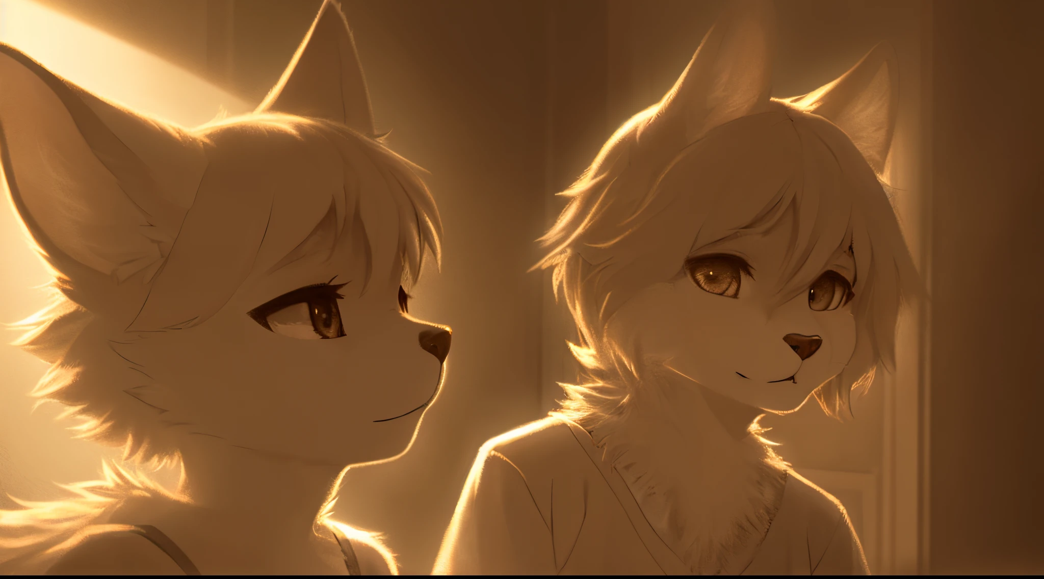 cat anthropomorphic home clothes, Cute face, fluffy ears, furry tail, Bust with exquisite lighting and shadows, Highest quality fine lines and refined facial features, Good ambient light, Ultra-fine fur、Volumetric light is very detailed,Finest quality furry art