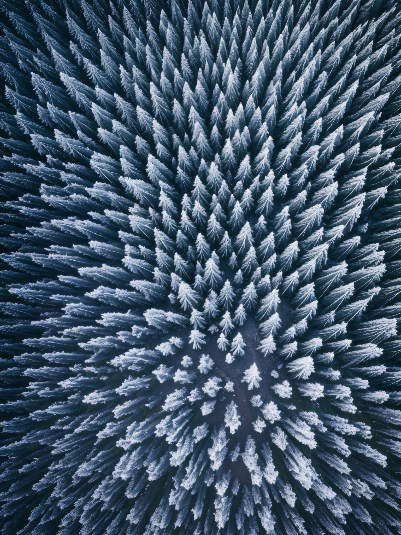 (a)pine tree covered in snow, perspective shot from the sky, above the forest, snow forest, fir tree, winter forest, top down view of snowy forest, pines, bird's eye view from above