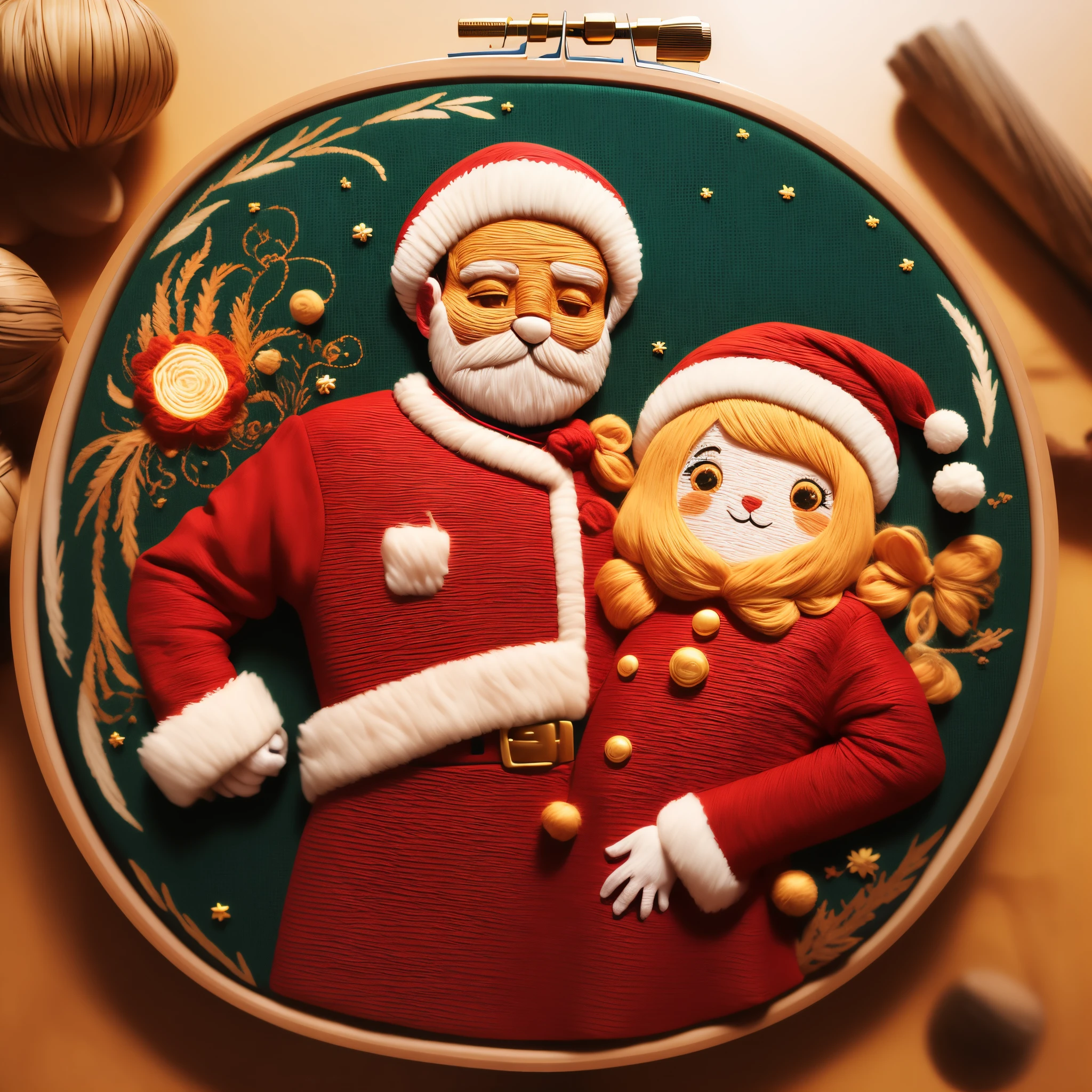 Best quality,tmasterpiece,超高分辨率,(Shoot real:1.4),(santa),(cuocuoxiu, punch needle embroidery),(plethora of colorest quality,high detal,tmasterpiece,Cinematic lighting effects,4K,Chiaroscuro)