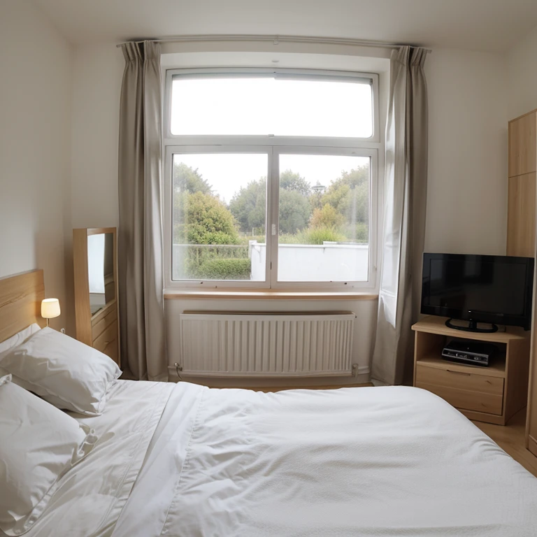 Chambre avec fenêtre lit double télévision