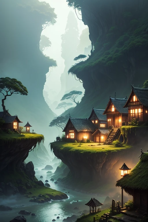 village in a mystical rainforest