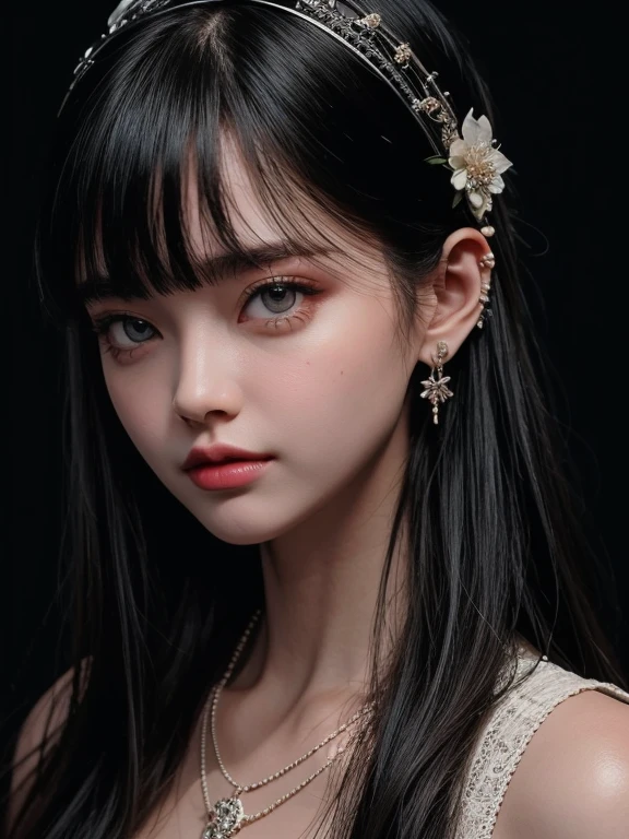 Best Quality, Masterpiece, High Resolution, 1girl, Porcelain Dress, Hair Accessories, Necklace, Jewelry, Pretty Face, On Body, Tyndall Effect, Realistic, Shadow Studio, Rim Lighting, Dual Tone Lighting, (High Detail Skins: 1.2), 8k UHD, dslr, soft light, high quality, volume light, sneak shot, photo, high resolution, 4k, 8k, background blur,